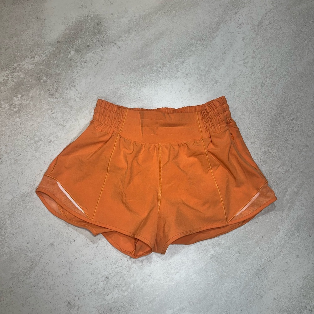 Lululemon Soda Orange Hotty Hot 2.5” High Rise Shorts